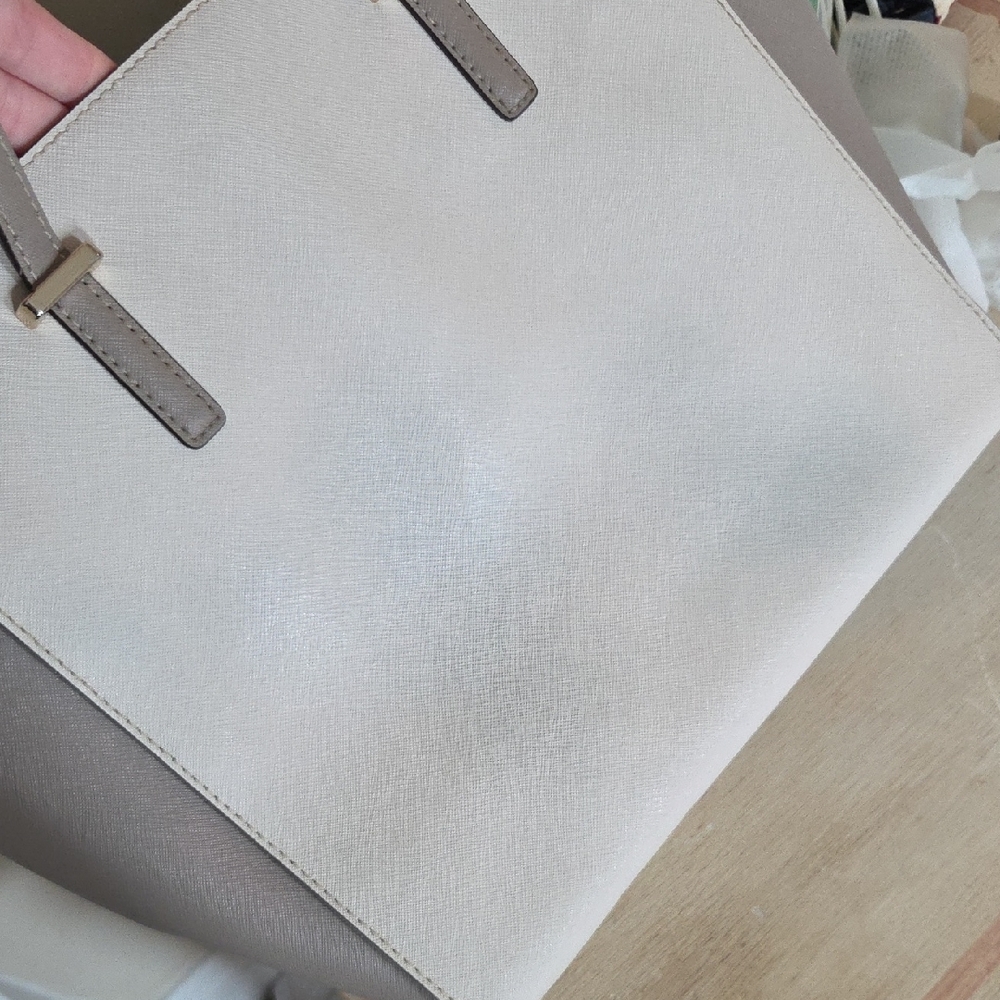 kate spade Taupe & Cream Tote with Purple Scarf Accent - Picture 5 of 7